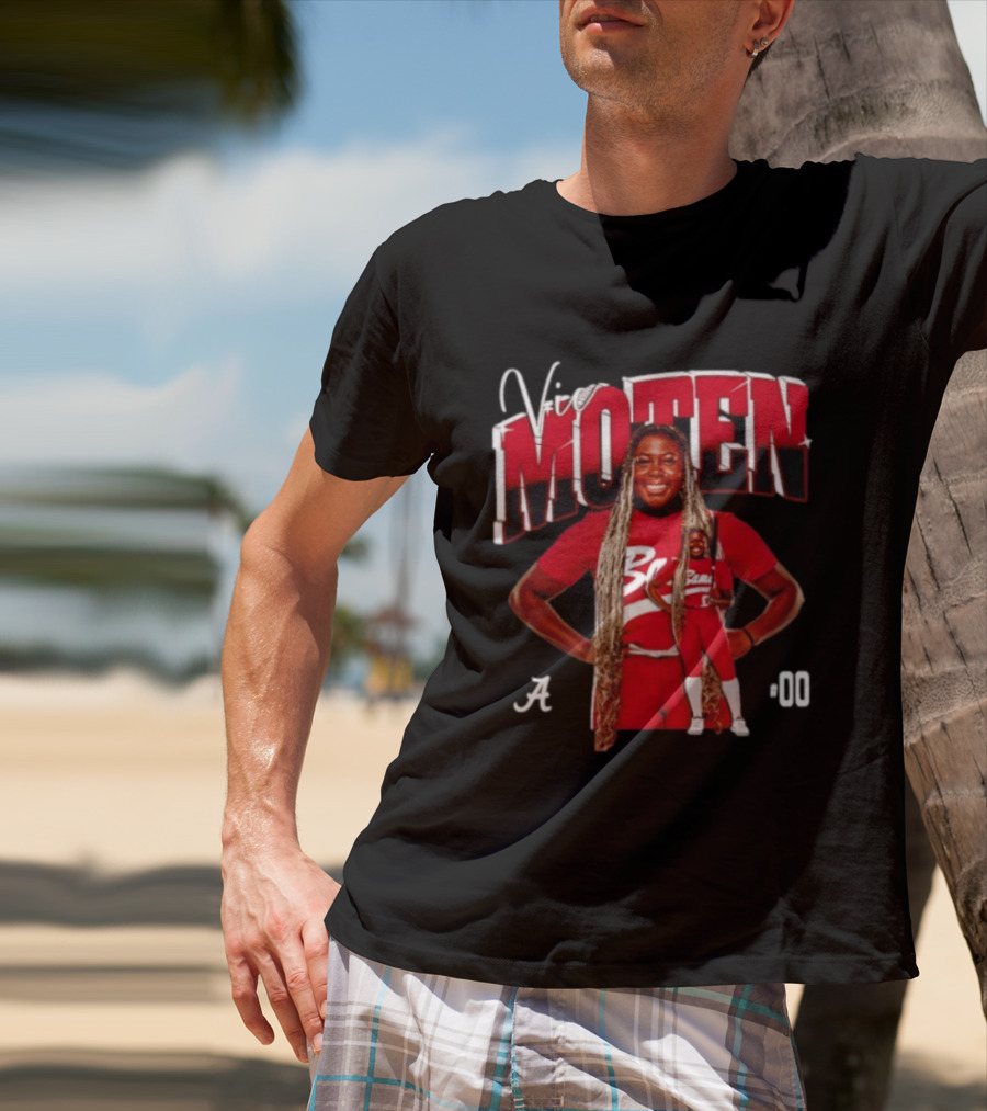 Vic Moten 00 Alabama Crimson Tide Softball Red Uniform Player Pose T-Shirt