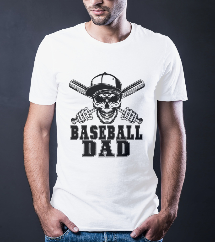Baseball Dad Skull With Cap And Bats T-Shirt