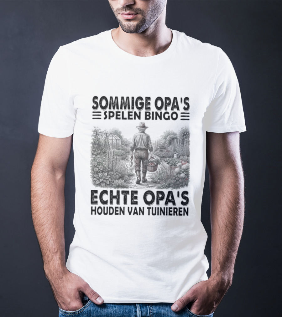 Sommige Opa's Spelen Bingo Echte Opa's Houden Van Tuinieren Tuinman Silhouet Achtergrond T-Shirt