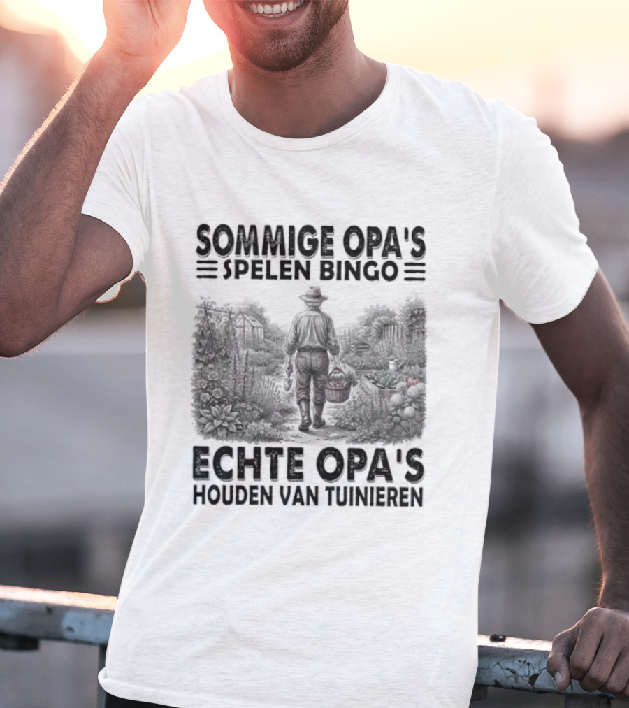 Sommige Opa's Spelen Bingo Echte Opa's Houden Van Tuinieren Tuinman Silhouet Achtergrond T-Shirt