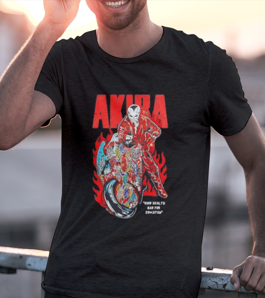 Akira Good For Health Bad For Education Iconic Motorcycle T-Shirt
