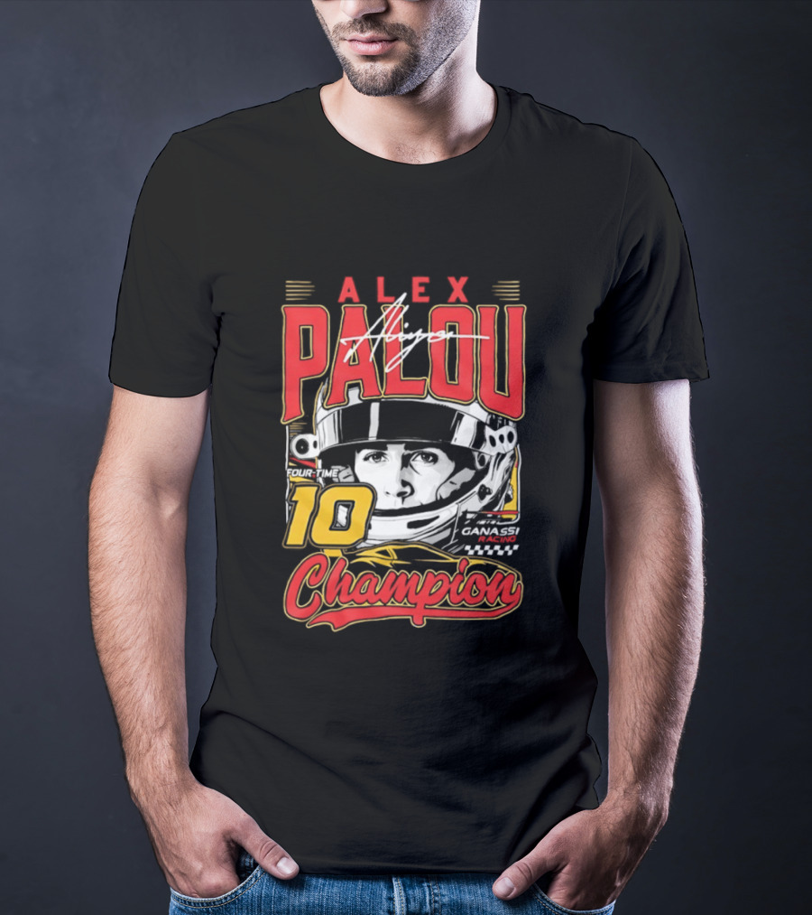 Alex Palou Autograph 10 Champion Racing Helmets T-Shirt