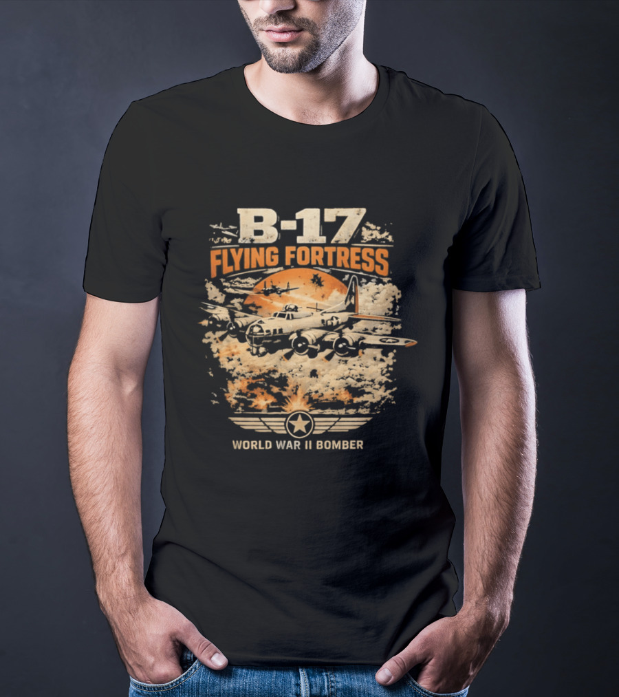 B 17 Flying Fortress World War II Bomber Vintage Aviation T-Shirt