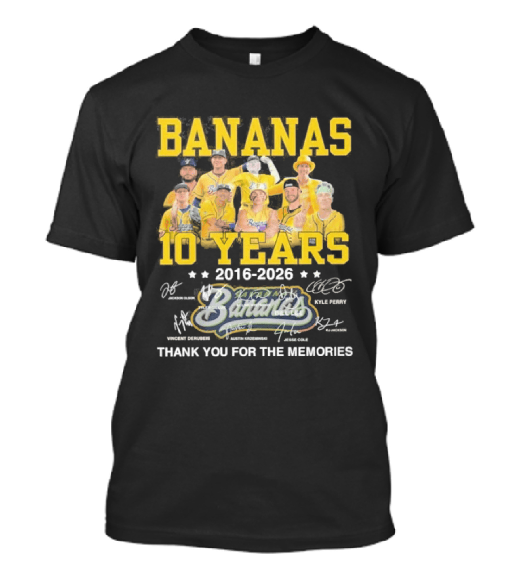 Bananas Baseball 10 Years 2016 2026 Thank You For The Memories T-Shirt