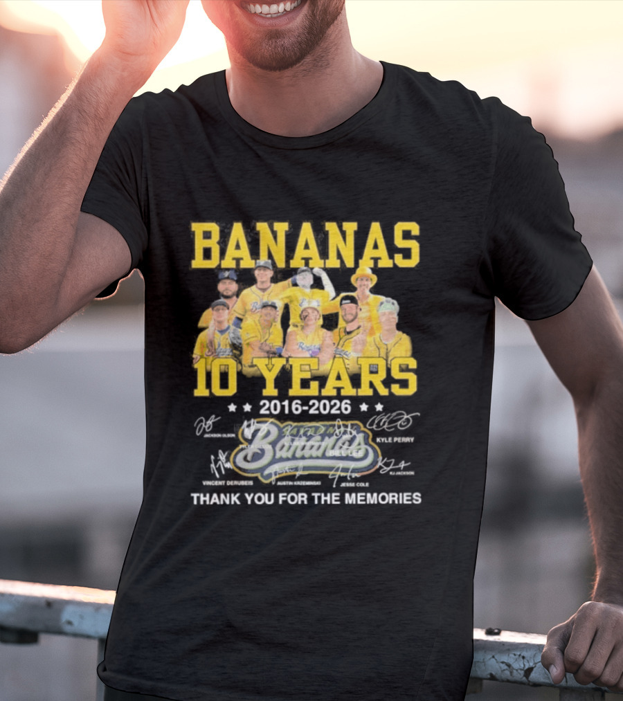 Bananas Baseball 10 Years 2016 2026 Thank You For The Memories T-Shirt