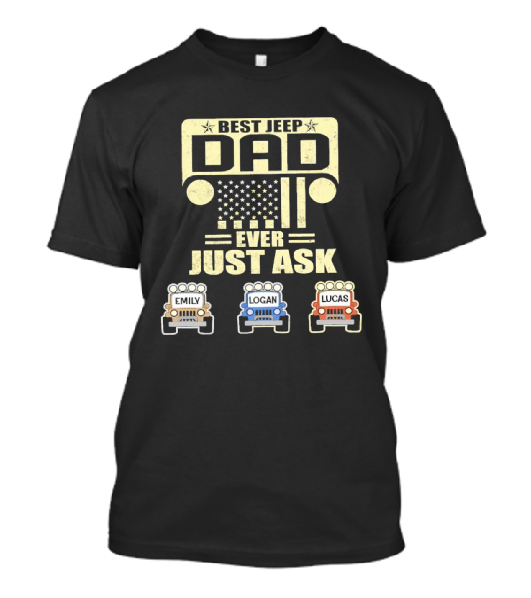 Best Jeep Dad Ever Just Ask Emily Logan Lucas Jeep Grille Stars Classic Off Road T-Shirt