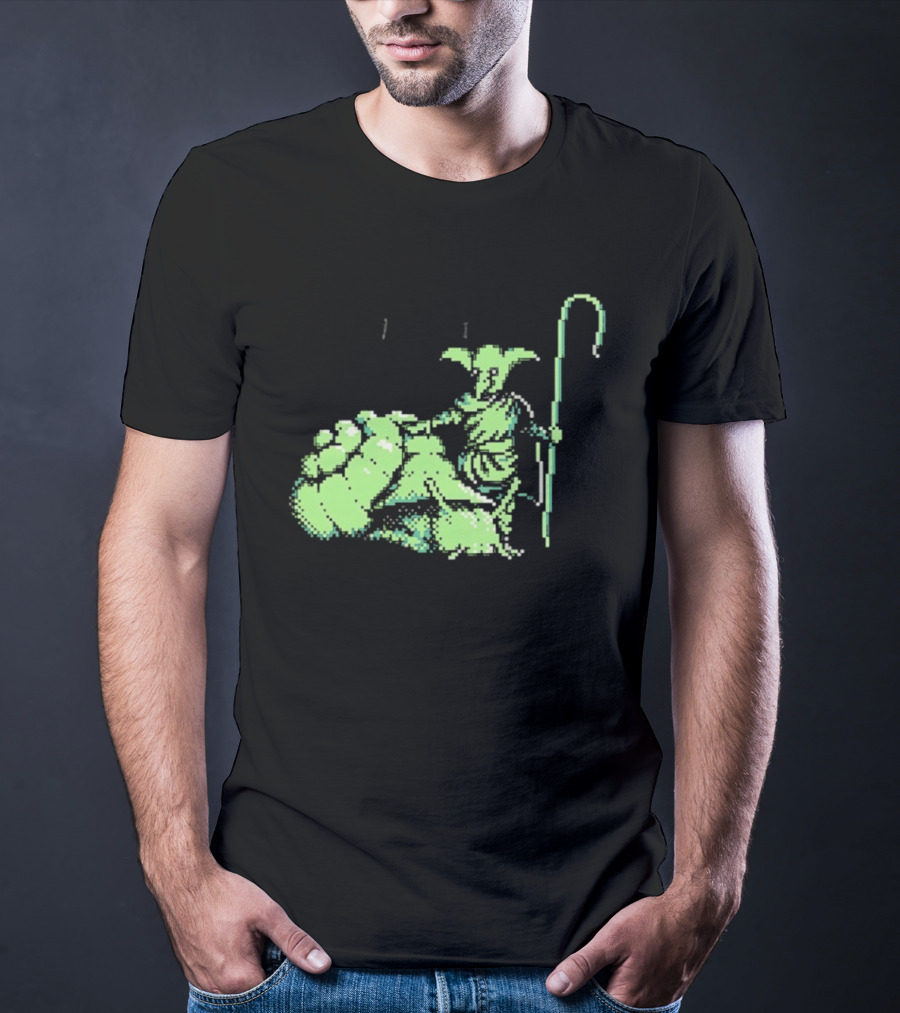 Goblin Shepherd With Staff Pixel T-Shirt