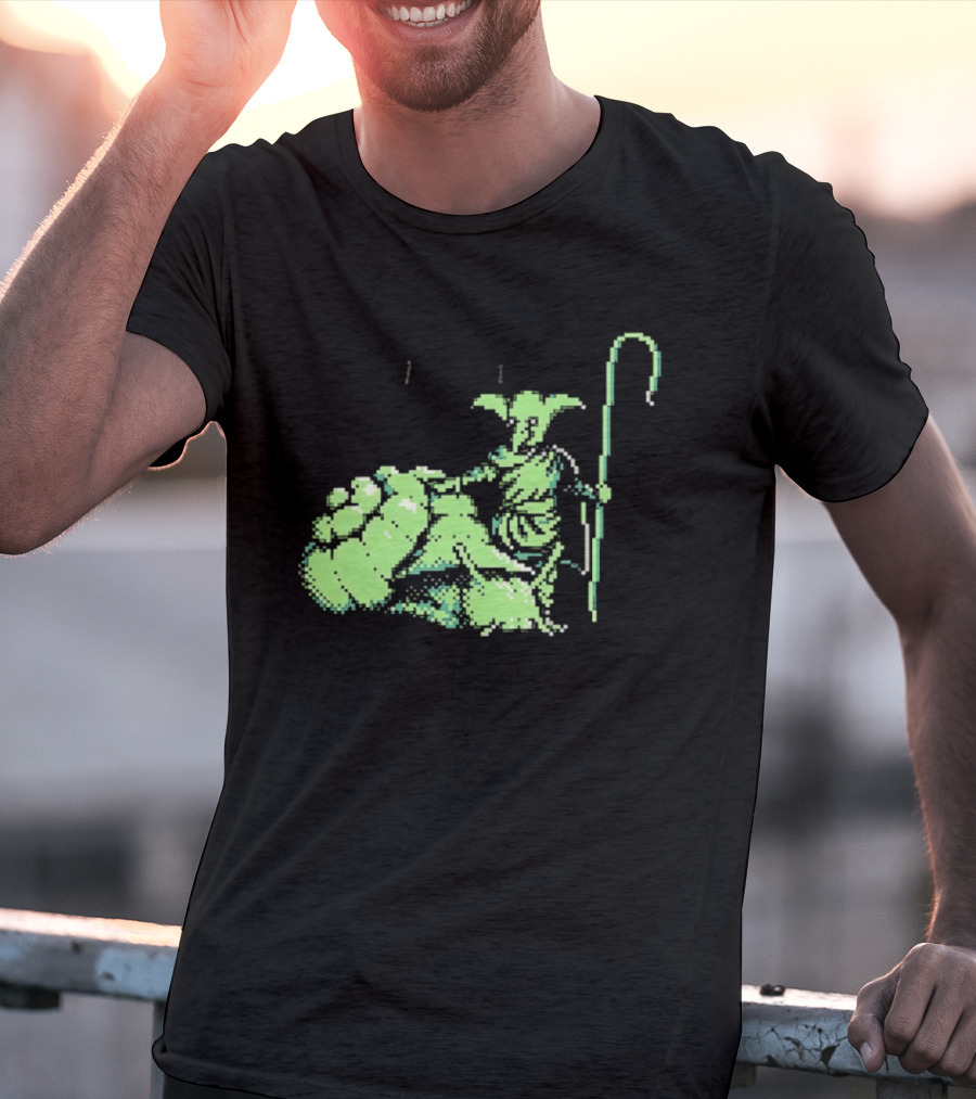 Goblin Shepherd With Staff Pixel T-Shirt