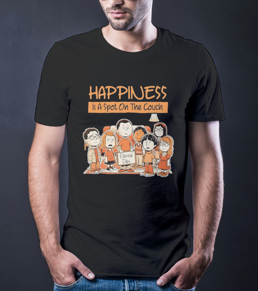Happiness Is A Spot On The Couch Eternal Dibs Peanuts Style Scene T-Shirt