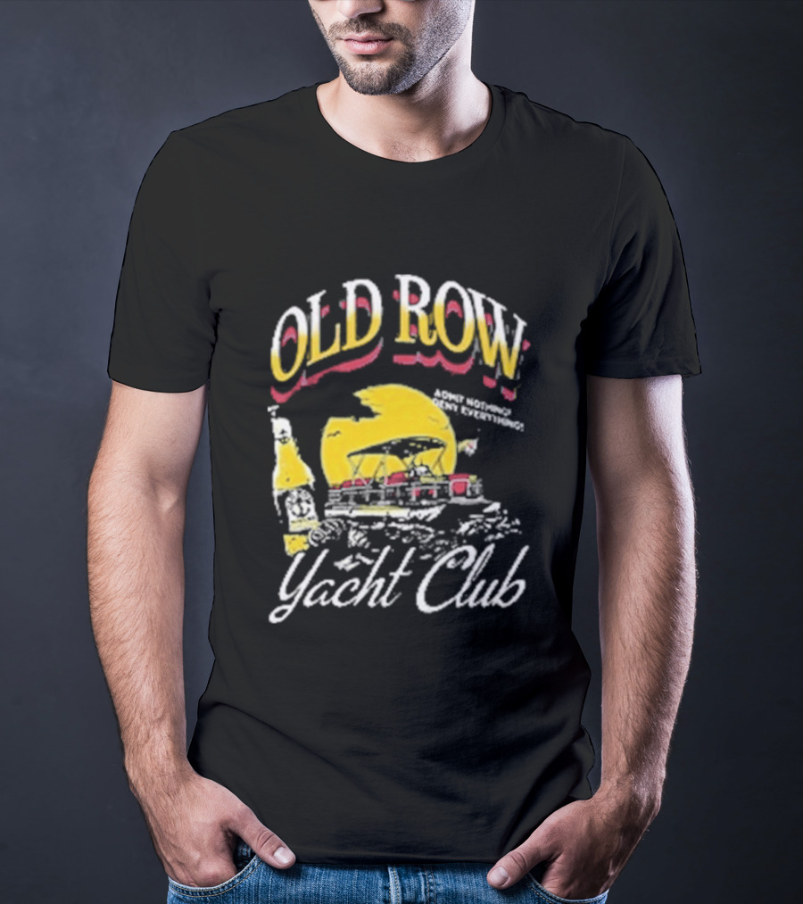 Old Row Yacht Club Retro Nautical Theme With Sailboat And Sunset T-Shirt
