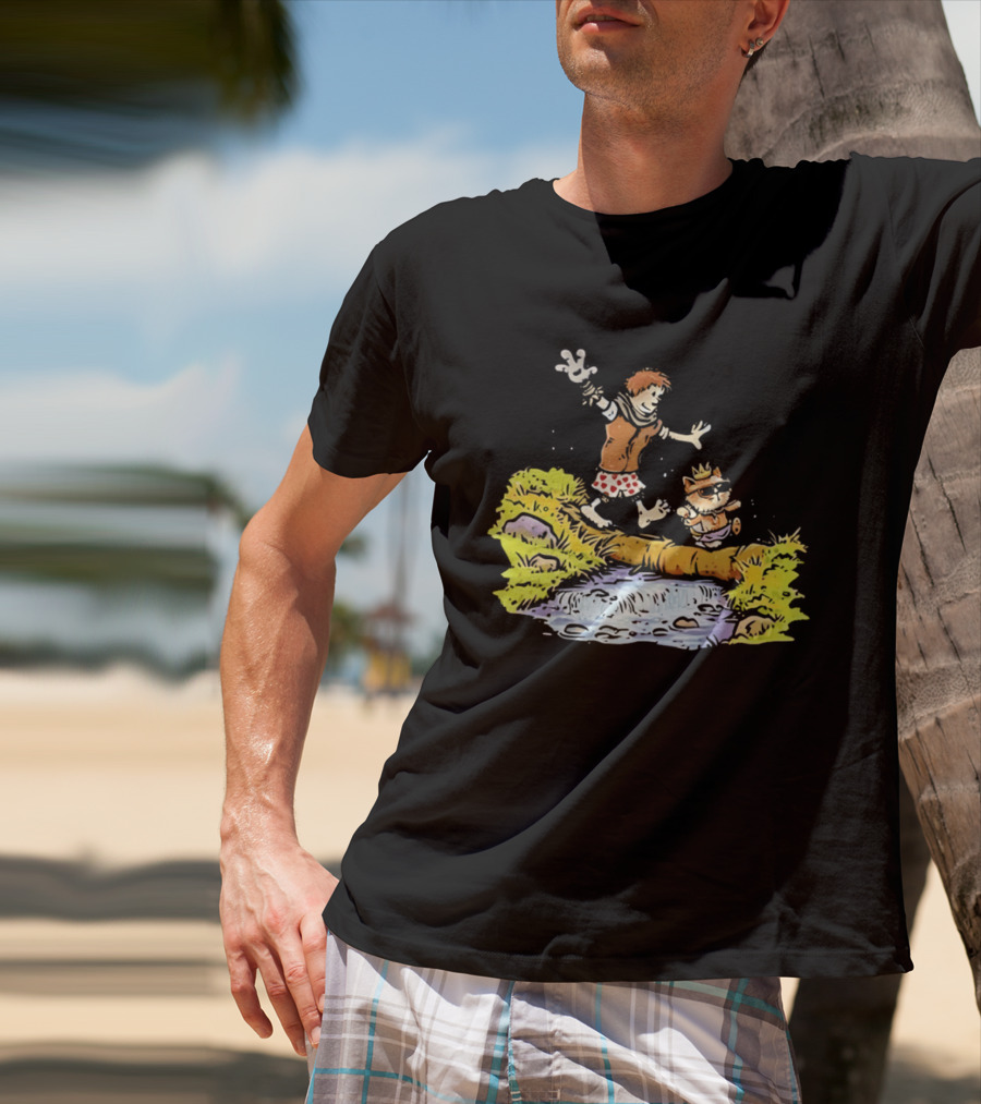 Princess Donut Calvin And Hobbes Comic Adventure Carl Crossing Log T-Shirt
