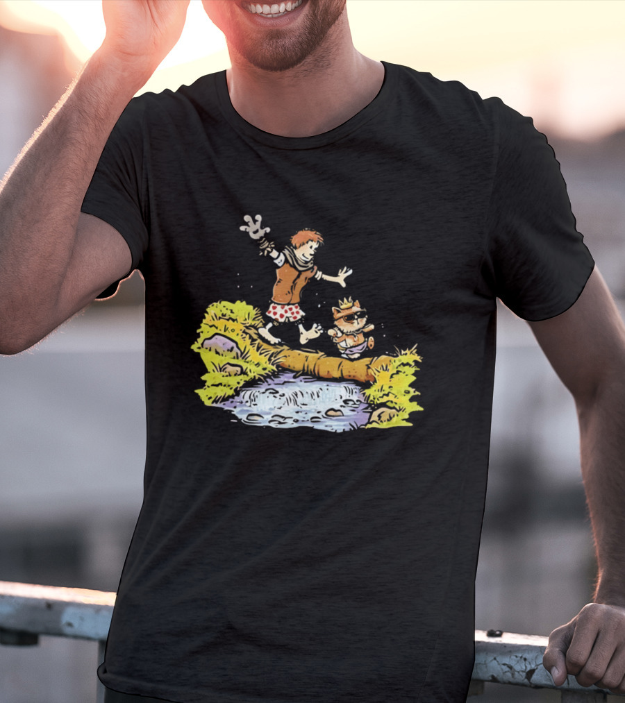 Princess Donut Calvin And Hobbes Comic Adventure Carl Crossing Log T-Shirt