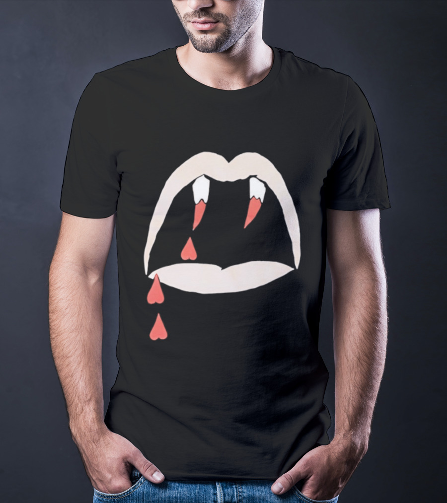 Saint Laurent AW14 Bloodluster Vampire Teeth And Blood Drops T-Shirt