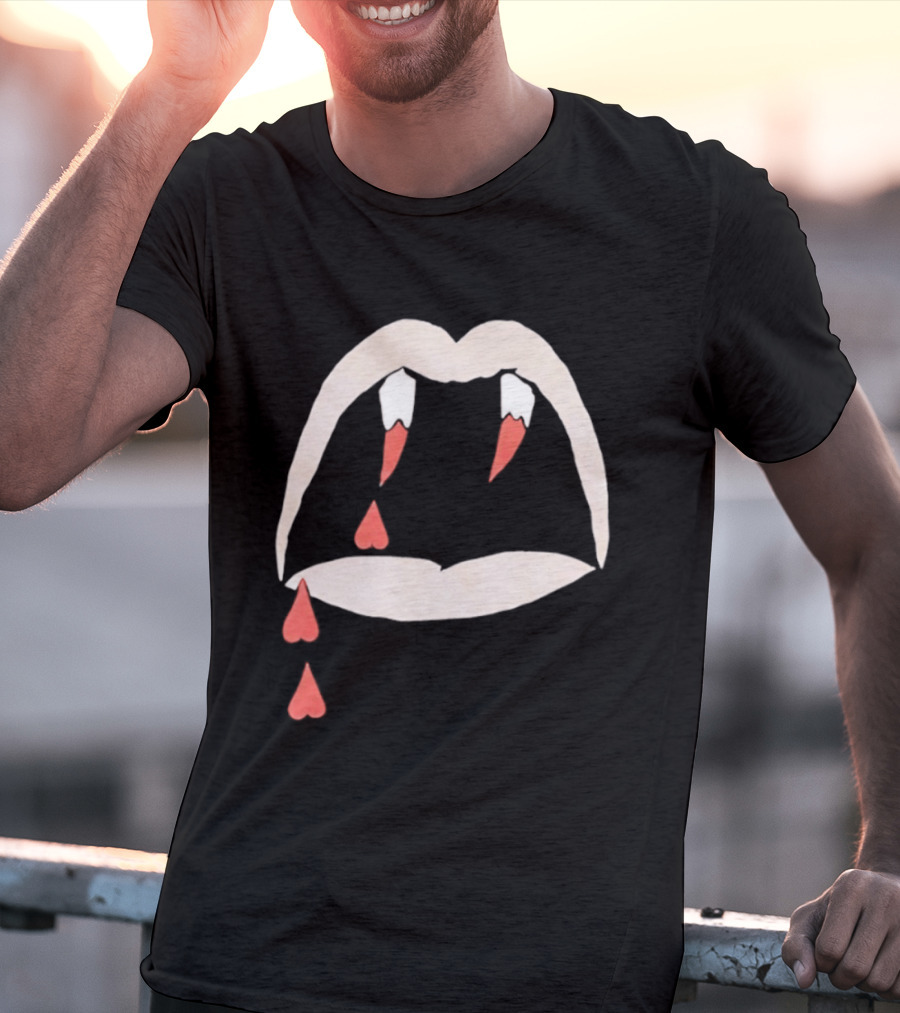 Saint Laurent AW14 Bloodluster Vampire Teeth And Blood Drops T-Shirt