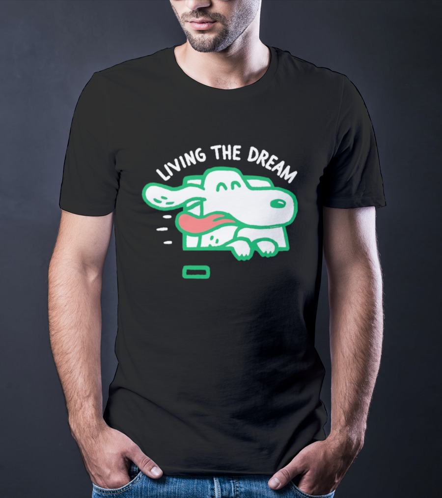 Living The Dream Dog Joyfully Enjoying Car Ride With Head Out The Window T-Shirt