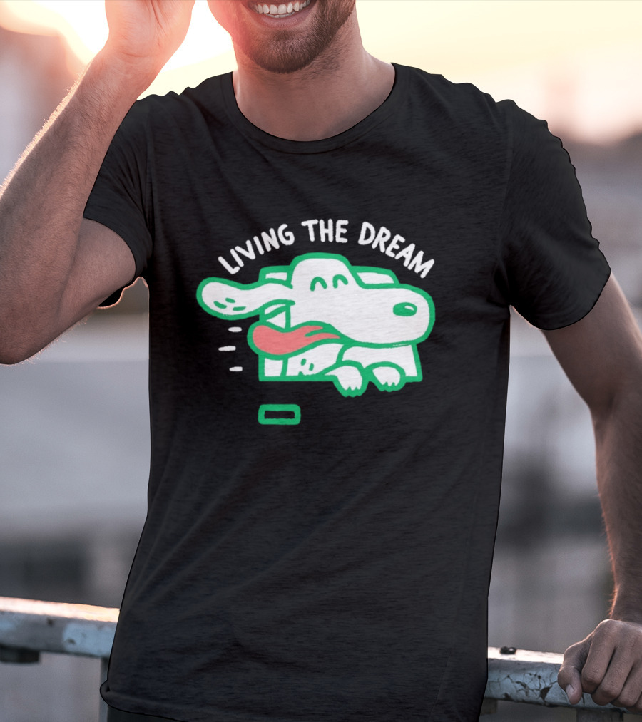 Living The Dream Dog Joyfully Enjoying Car Ride With Head Out The Window T-Shirt