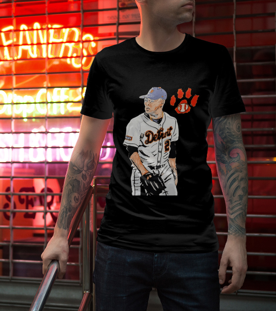 Detroit Tigers Tarik Skubal Baseball Cartoon Character With Paw Print And Baseball T-Shirt
