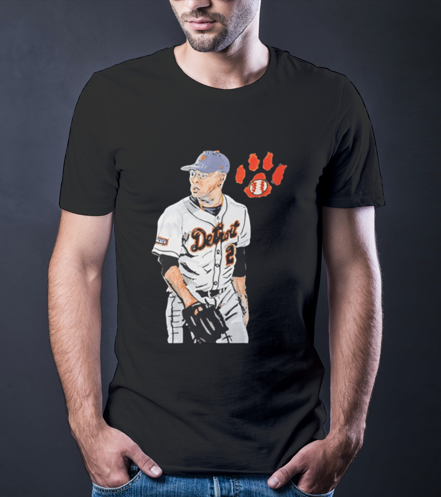 Detroit Tigers Tarik Skubal Baseball Cartoon Character With Paw Print And Baseball T-Shirt