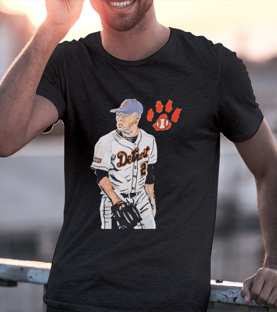 Detroit Tigers Tarik Skubal Baseball Cartoon Character With Paw Print And Baseball T-Shirt
