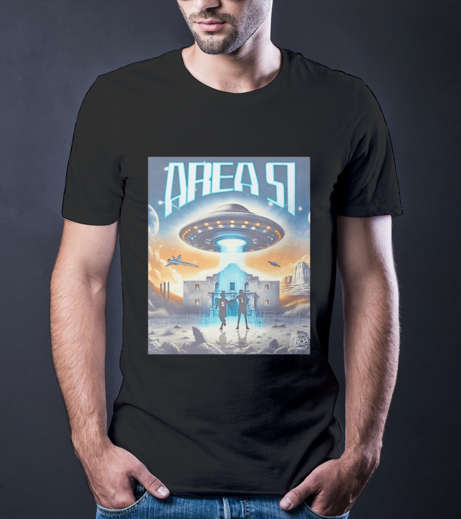 Area 51 UFO Abduction Scene With BCSA Aliens T-Shirt