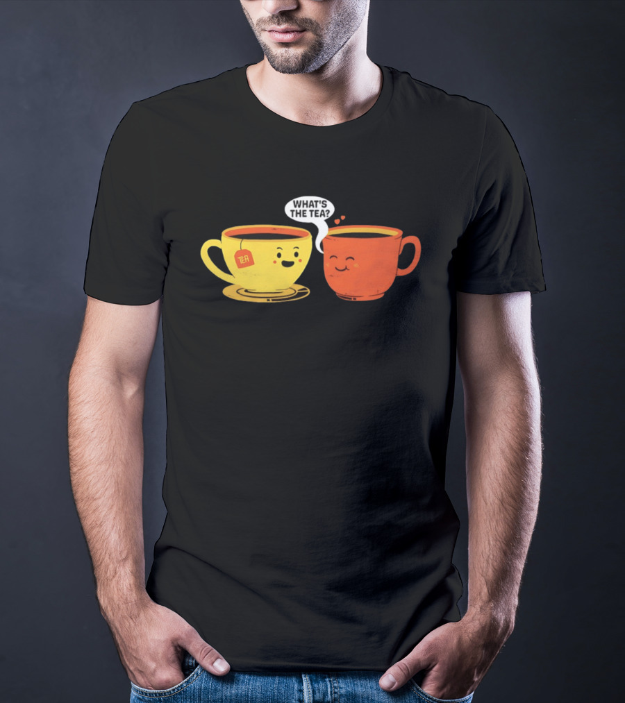 What's The Tea Gossiping Teacups Cute Conversation T-Shirt