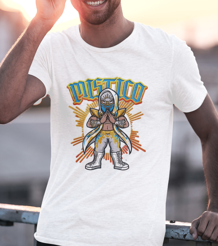 Mistico Cartoon Wrestler Sunburst AEW Lucha Libre T-Shirt