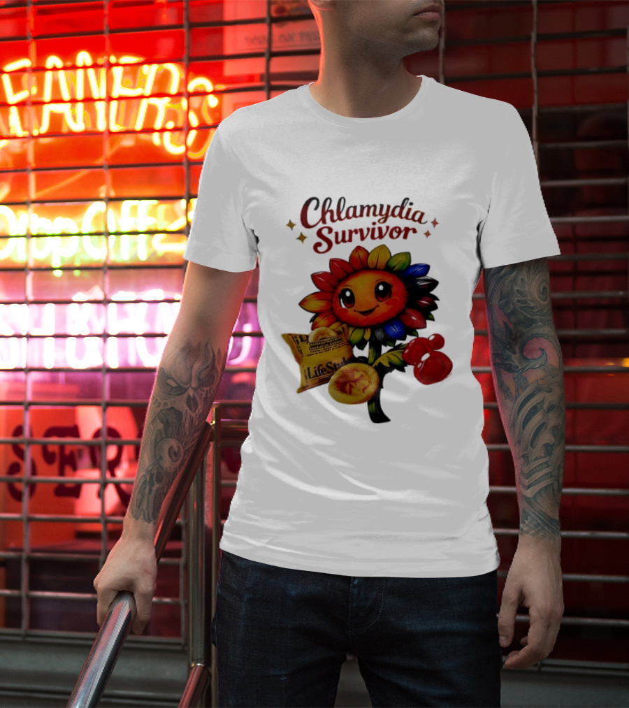 Chlamydia Survivor Rainbow Sunflower LifeStyles Condom Sexual Health Awareness STI STD T-Shirt
