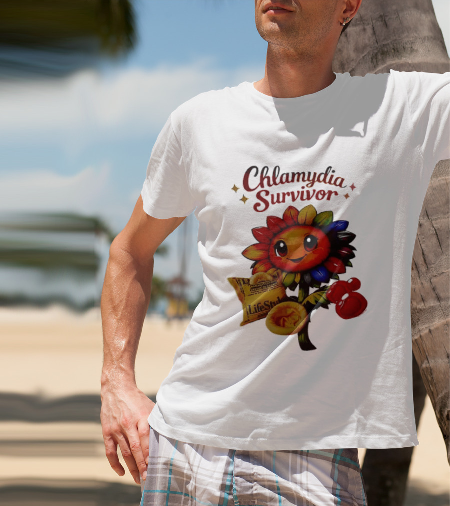 Chlamydia Survivor Rainbow Sunflower LifeStyles Condom Sexual Health Awareness STI STD T-Shirt