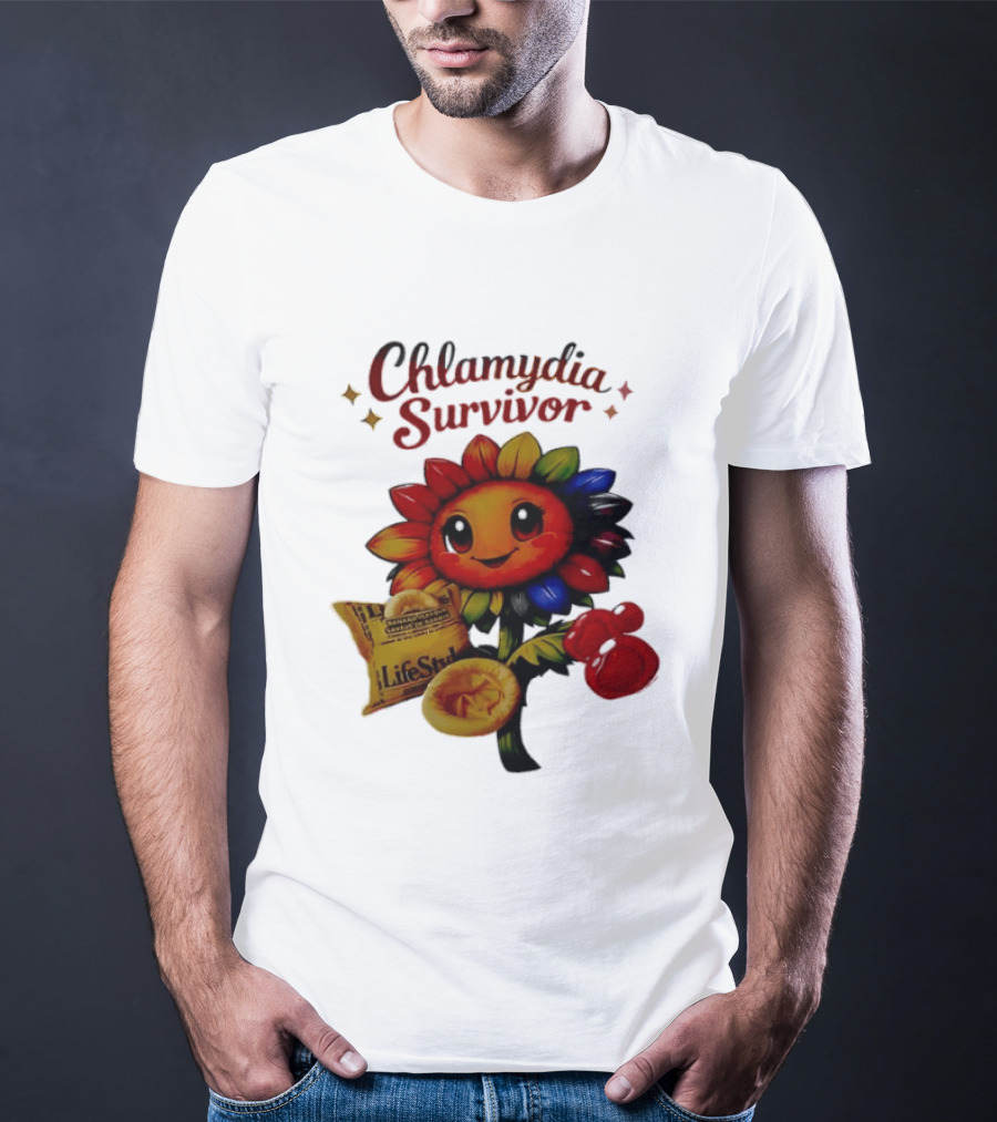 Chlamydia Survivor Rainbow Sunflower LifeStyles Condom Sexual Health Awareness STI STD T-Shirt