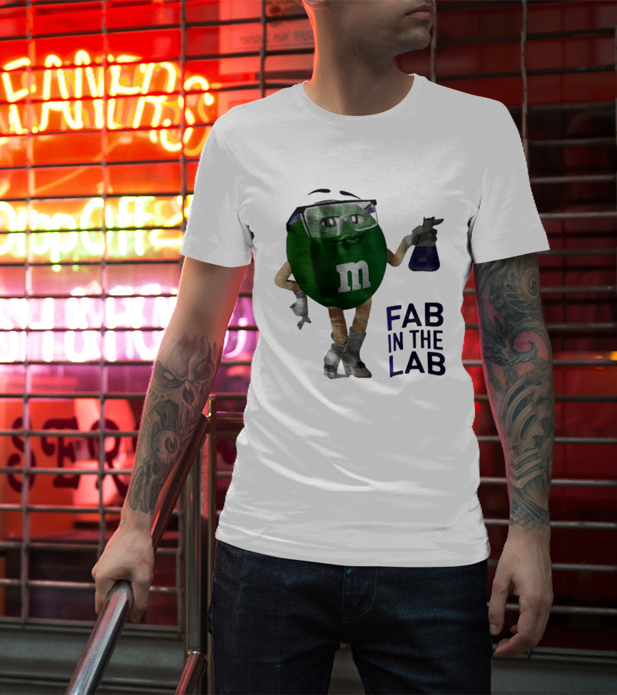 Green M&M Fab In The Lab Safety Goggles Flask T-Shirt