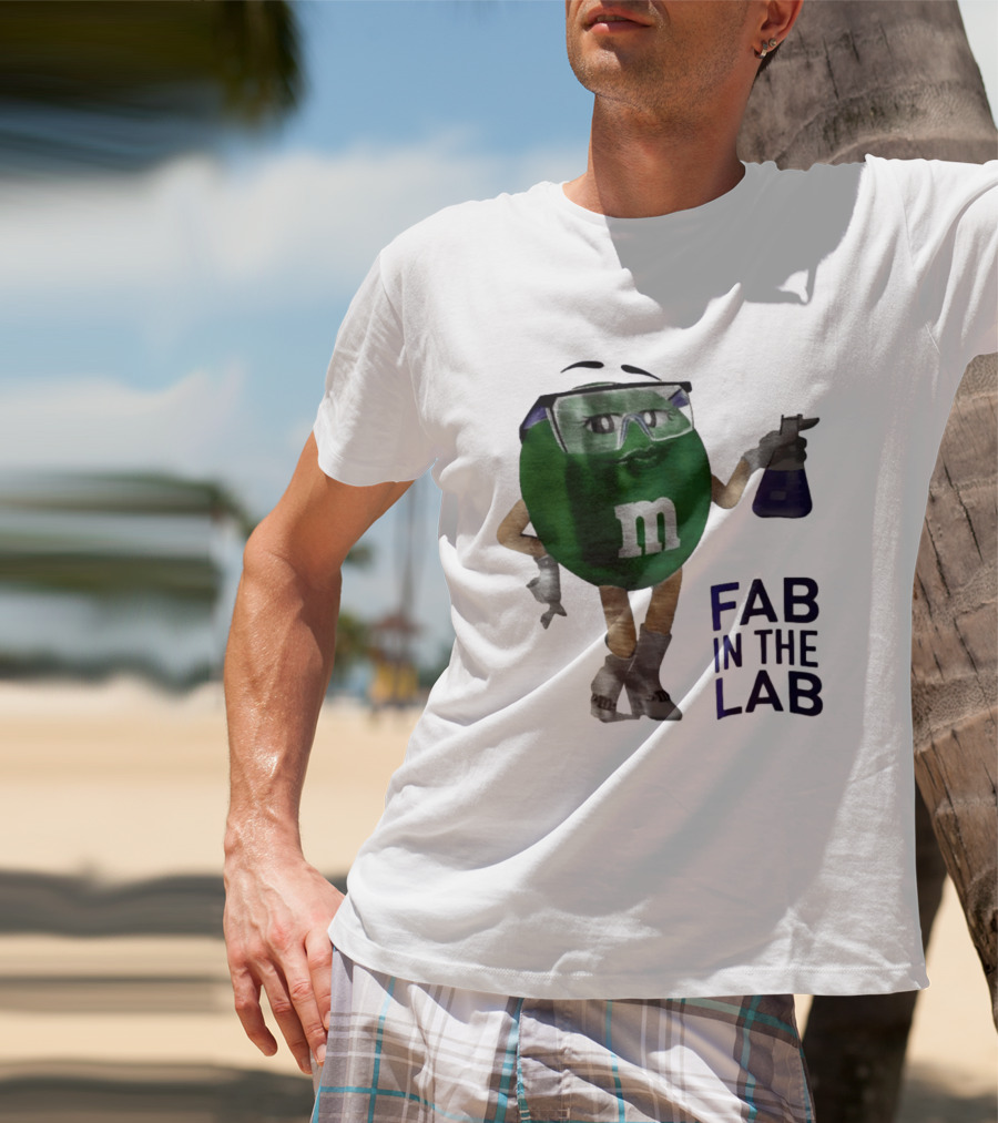 Green M&M Fab In The Lab Safety Goggles Flask T-Shirt