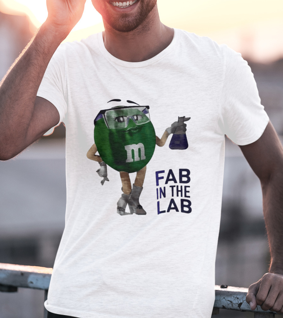 Green M&M Fab In The Lab Safety Goggles Flask T-Shirt