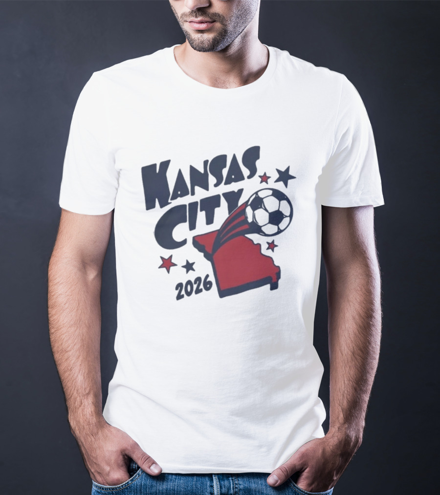 Kansas City 2026 Soccer Missouri State Map Stars Ball T-Shirt