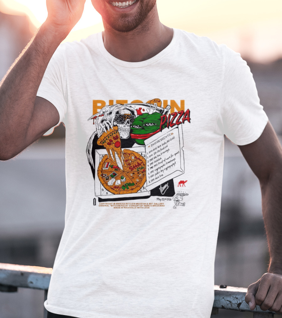 Kermit The Frog Pepe Pizza Ingredients Bitcoin Meme T-Shirt