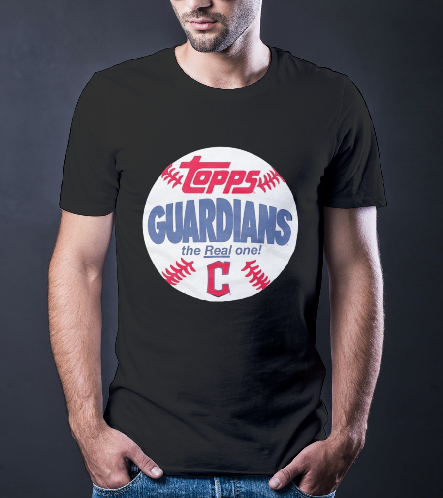 Cleveland Guardians Topps The Real One Baseball Shape T-Shirt