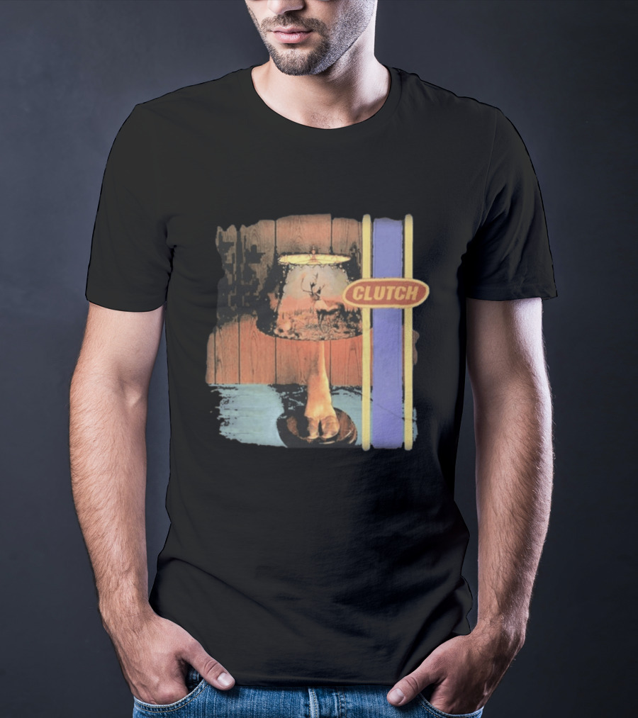 Clutch Transnational Speedway League Lamp Imagery With Deer And Wood Paneling T-Shirt