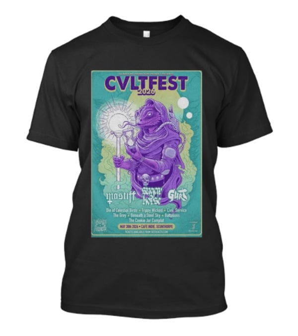 CVLTFEST 2026 Café INDIEpendent Scunthorpe May 30 Tour Featuring Mastiff Snow Gurt T-Shirt