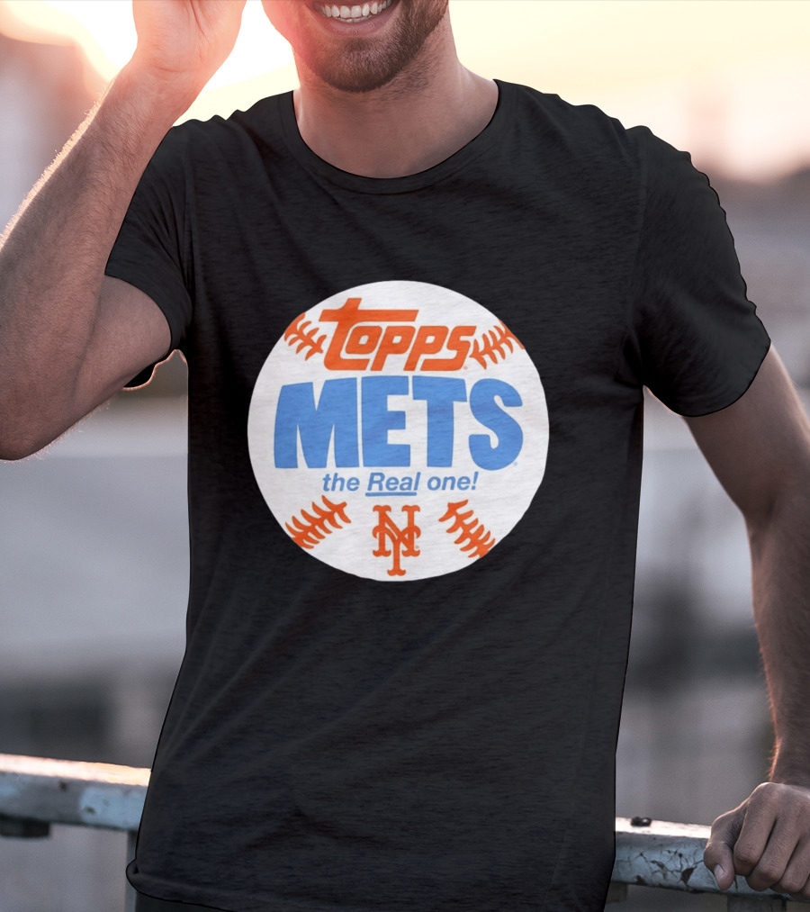 New York Mets Topps The Real One Baseball Shape T-Shirt