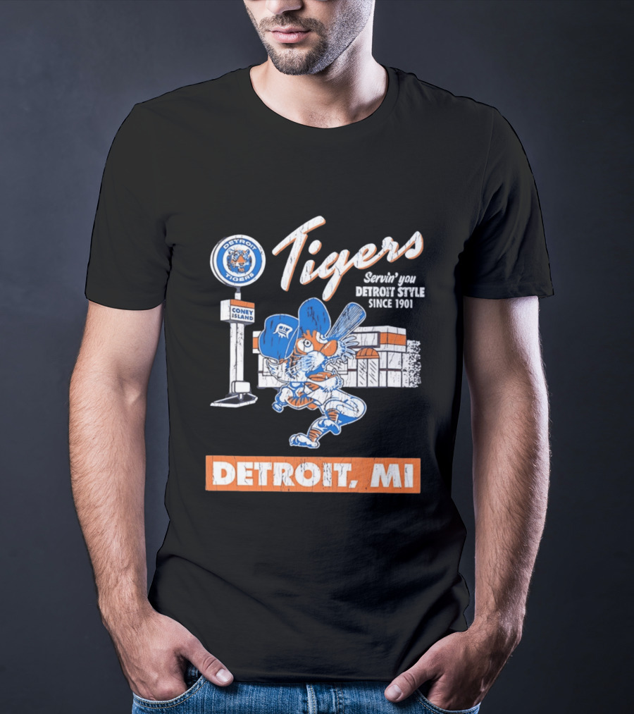 Detroit Tigers Coney Island Servin' You Detroits Since 1901 Detroit MI T-Shirt
