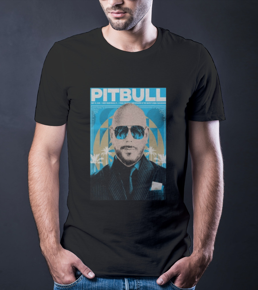 Pitbull West Palm Beach FL May 14 2026 ITHINK Financial Amphitheatre Tour South Florida Fairgrounds T-Shirt
