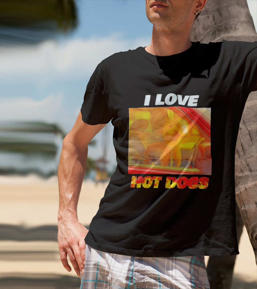 I Love Hot Dogs Poodle In Car T-Shirt