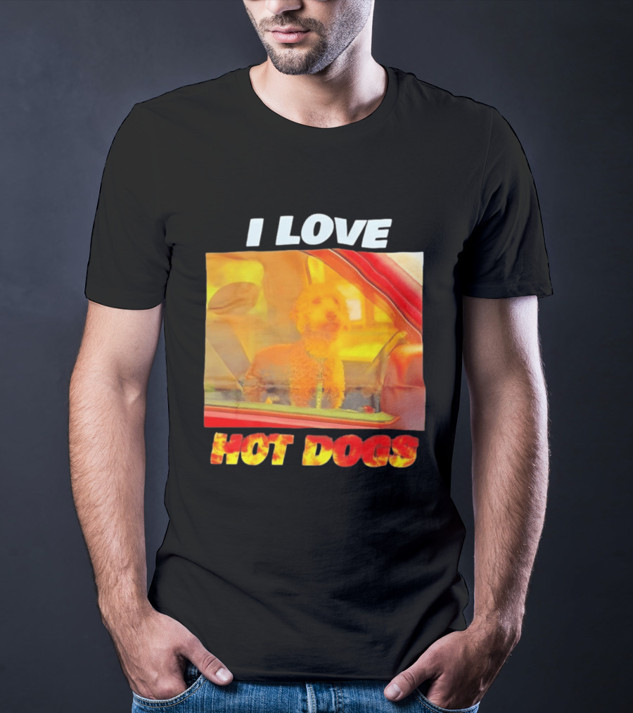 I Love Hot Dogs Poodle In Car T-Shirt