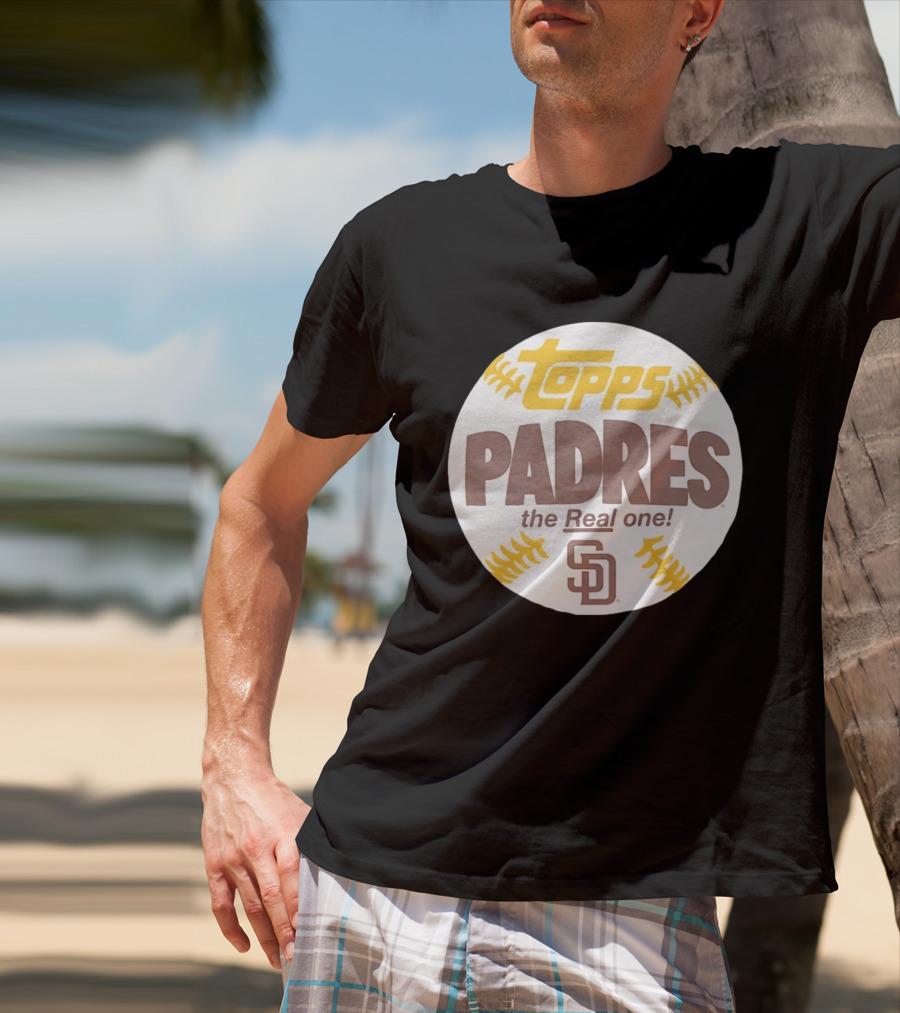 Topps Padres The Real One SD Logo Baseball Shape T-Shirt