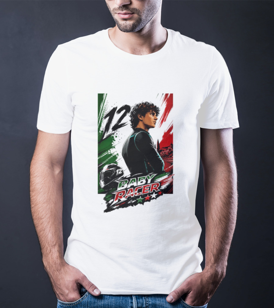12 Baby Racer Italy Flag Motorcycle Racing Art With Italian T-Shirt