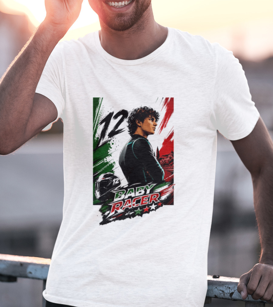 12 Baby Racer Italy Flag Motorcycle Racing Art With Italian T-Shirt