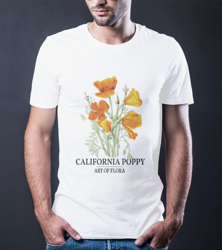 California Poppy Art Of Flora Botanical Nature T-Shirt