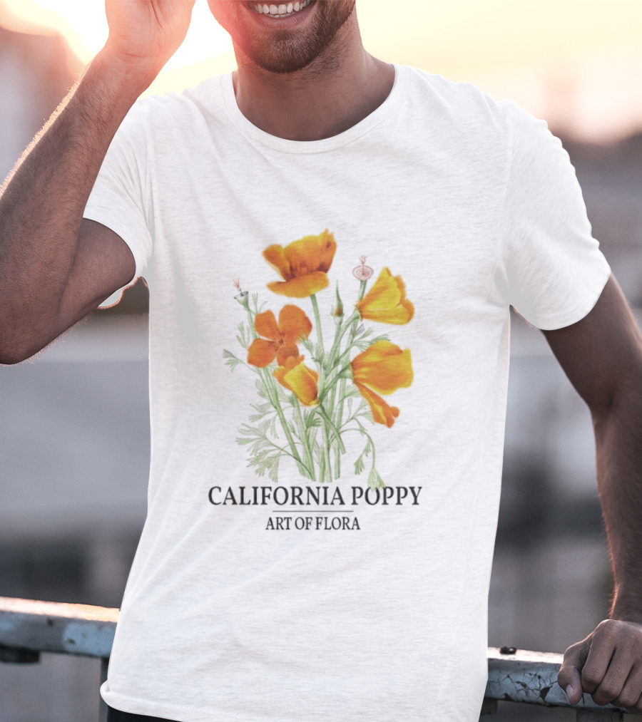 California Poppy Art Of Flora Botanical Nature T-Shirt