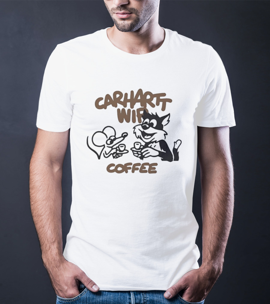 Carhartt Wifi Coffee Mouse Cat Drinking Coffee T-Shirt