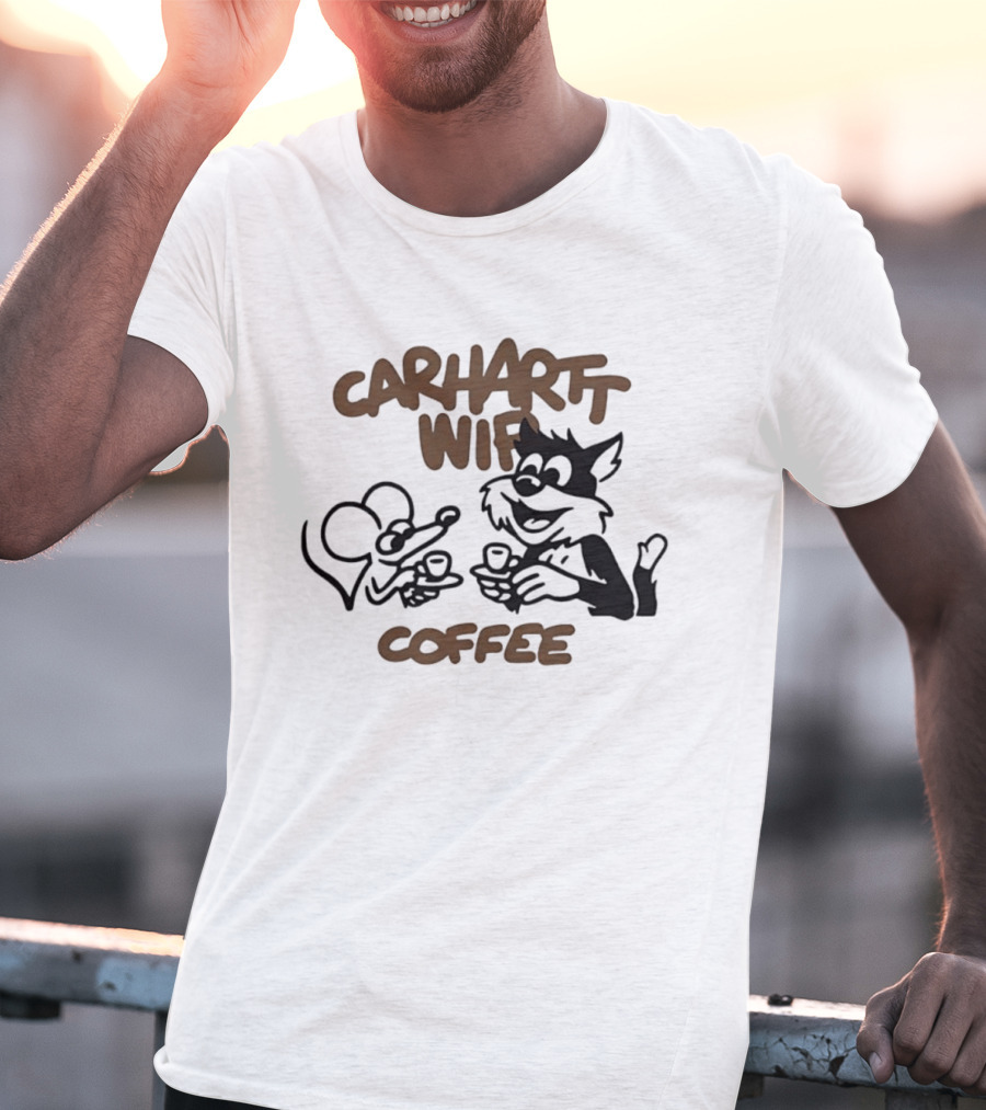 Carhartt Wifi Coffee Mouse Cat Drinking Coffee T-Shirt
