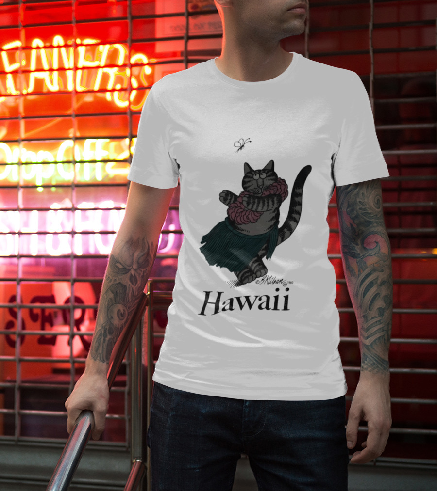 B Kliban Cat In Hula Skirt Hawaii T-Shirt